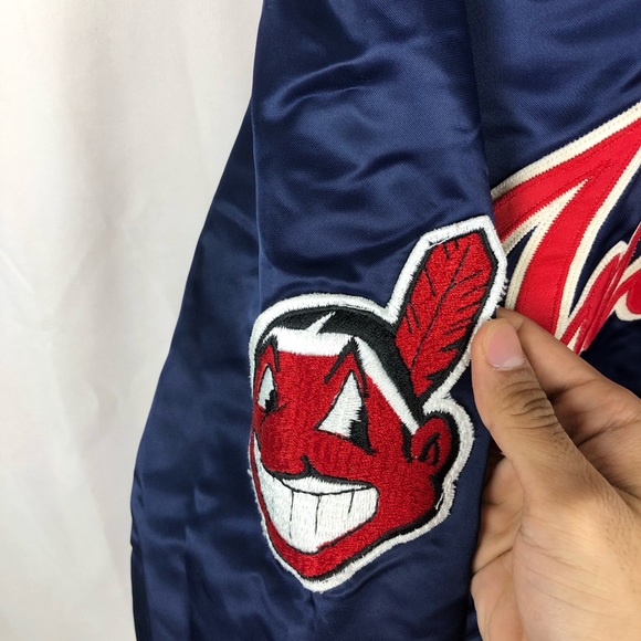 Vintage Cleveland Indians Bomber Jacket 90s Mlb - Picture 3 of 6